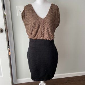 Express Black & Brown Metallic Knit Dress Size L